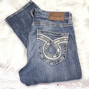 Men's Blue Jeans with Embroidered Pocket
